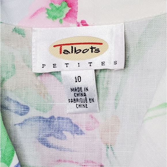 Vintage Linen Cottagecore Floral Sleeveless Button Down Blouse Top - Picture 6 of 6